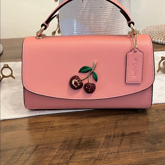 Coach Pink Shoulder Bag with Cherry Detail - Picture 1 of 16